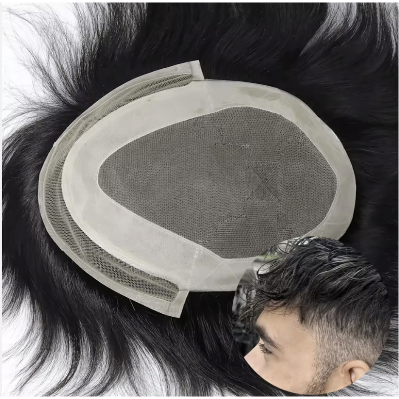 Emeda™ P2-3-8 New Model – Durable Fine Mono & Poly Perimeter Men’s Hair System (100% Human Hair)