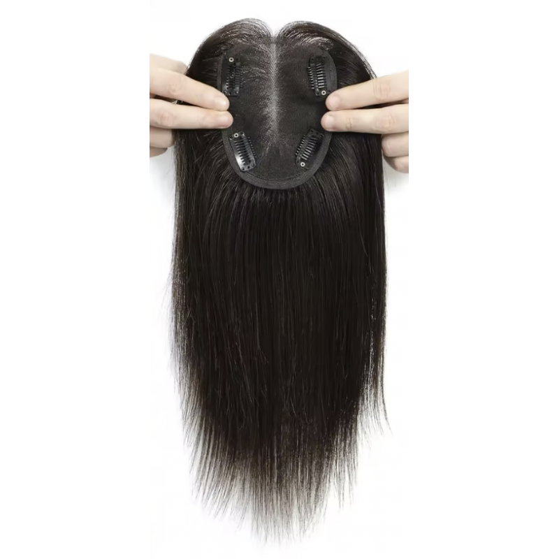 LuxeVolume™ Clip-In Crown Topper – Virgin Indian Hair Blend for Instant Thinning Coverage